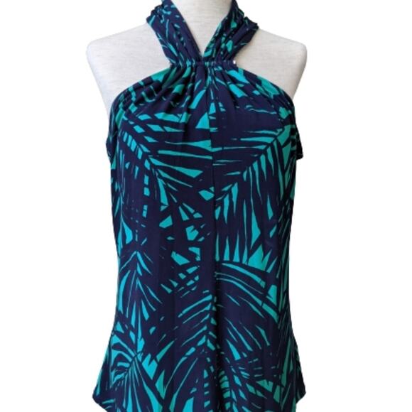 Michael Kors Tropical Print Long Bar Halter Top S - Picture 1 of 10